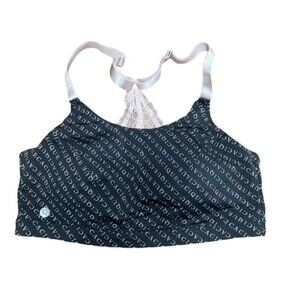 Cacique Sport by Lane Bryant racer back lace trim sports bra lined no underwire